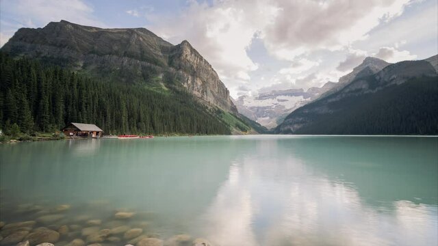 Time lapse Panning Shot of Lake Louise British Colombia, Canada in Summer