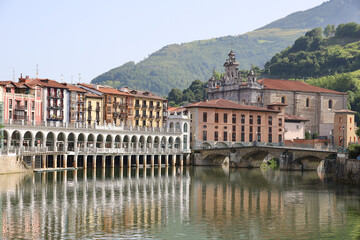Fototapeta na wymiar View of the centre of Tolosa and the Oria River, Basque Country, Spain