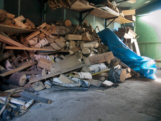 Pile of firewood and other household stuff