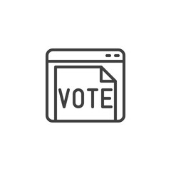 Online voting line icon. linear style sign for mobile concept and web design. Website with vote document outline vector icon. Symbol, logo illustration. Vector graphics