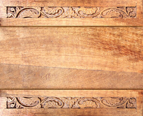 Square background with wood carving floral ornament