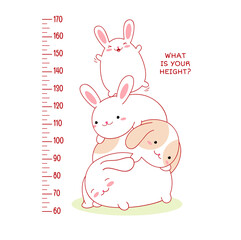 Height chart with cute rabbits