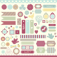 Set of vintage scrapbooking vector elements