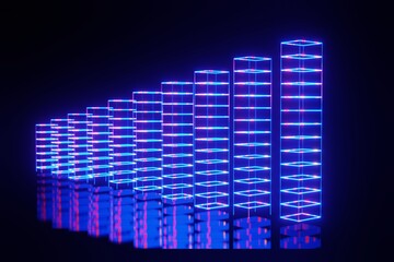 abstract financial Stock Market Neon light futuristic Bar chart Business 3d rendering