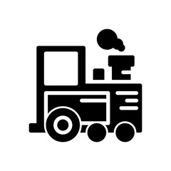 glyph style icon of train isolated on white background. EPS 10