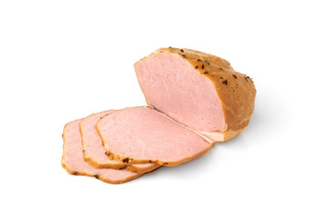 Smoked pork meat isolated on white background