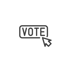 Vote click cursor line icon. linear style sign for mobile concept and web design. Vote Here button outline vector icon. Symbol, logo illustration. Vector graphics