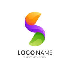 letter s logo concept, modern 3d logo style in gradient vibrant colors