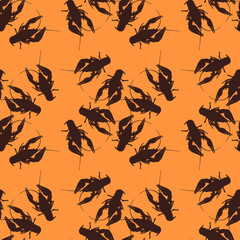 Fototapeta na wymiar Seamless pattern with crayfish. Endless crawfish background. Vector illustration.