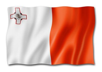 Malta flag isolated on white