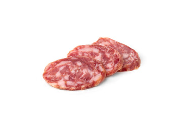 Sausage salami isolated on white background.