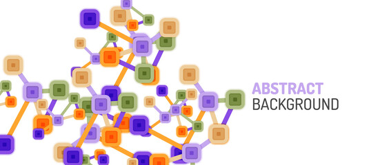 Abstract square dot connections, flat style multicolored geometric background for Wallpaper, Banner, Background, Card, Book Illustration, landing page or poster design