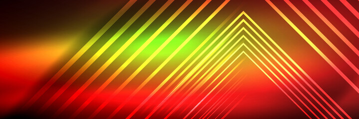 Shiny neon glowing techno lines, hi-tech futuristic abstract background template with square shapes