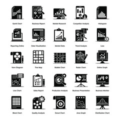 Pack Of Graphs solid Icons
