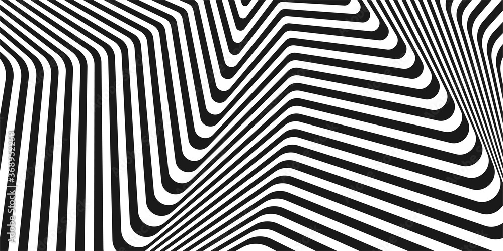 Poster abstract diagonal background of black and white repeat straight stripe line wavy design