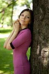 lovely woman in pink dress