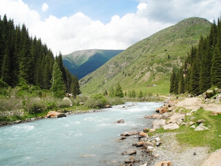 Fast mountain river in Kyrgyzstan.