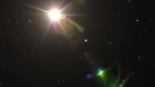 optical flares, bright stars shining with hexagonal shapes rotating in the depths of space