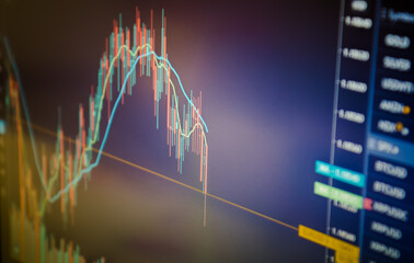 Abstract candle graph on the stock market or forex trading platform.  - 368956081
