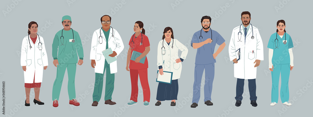 Wall mural Indian Medics. Medical Characters. Doctors and nurses round portraits, team of doctors concept, medical office or laboratory. Modern flat vector concept digital people vector illustration