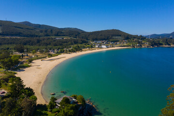 Aerial view of Viveiro´s beach in Galicia