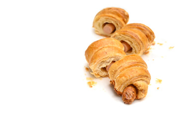 Sausage roll on white background - isolated