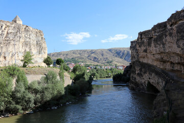 A view from Erzincan's Kemah district. A canyon located on the Blackwater River. Blackwater River is a tributary of the Euphrates River. Kemah, Erzincan, Turkey.