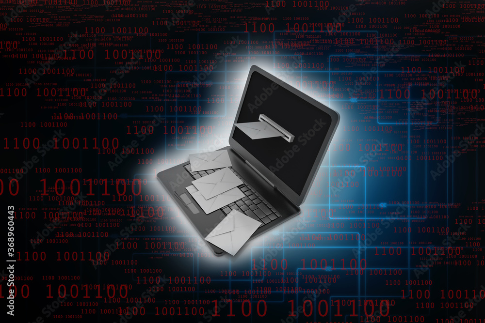 Aufkleber 3d rendering laptops with mail envelops ,