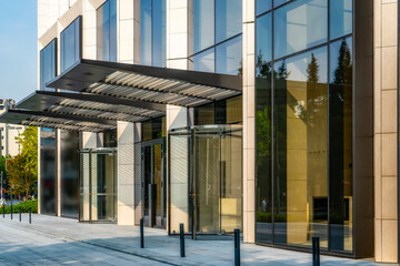 Entrance and exit of office building in Shanghai Financial District Plaza..