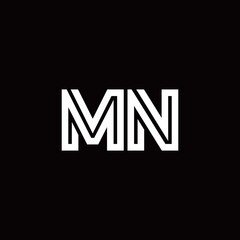 MN monogram logo with abstract line