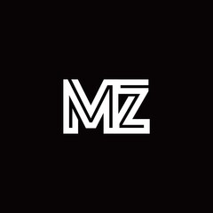 MZ monogram logo with abstract line