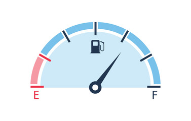 Fuel gauge. Indicator tank of fuel. Meter. Dashboard car. Vector icon.