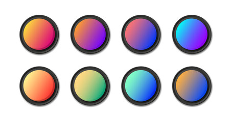 Modern gradient round buttons for website and ui. Web buttons set. Vector