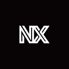 NX monogram logo with abstract line