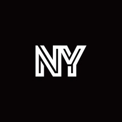 NY monogram logo with abstract line