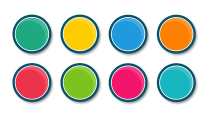 Set of modern round buttons. Blank template of web buttons. For web site and ui.