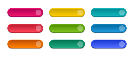 Modern colored buttons set. For web site and ui. Blank template of web buttons. Vector