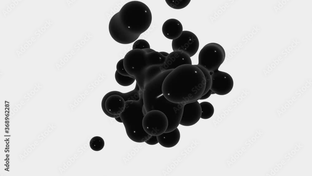 Poster black metaball 3d footage. deforming organic rendering blob realistic animation. fluid shape dissolv