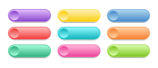 Collection modern buttons for ui. Blank template of multicolored web buttons.