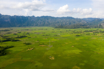 Arial view of rock mountain in with cloudy sky