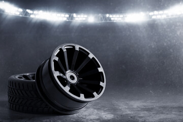 Car rim on race track