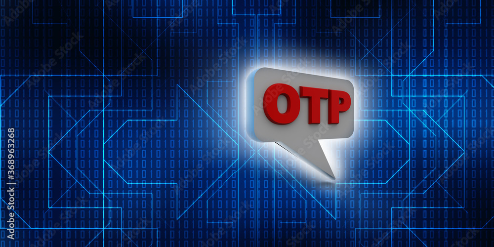 Poster 3d rendering one time password in chat box