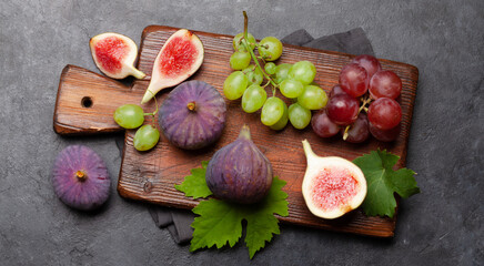 Ripe sweet figs and grapes