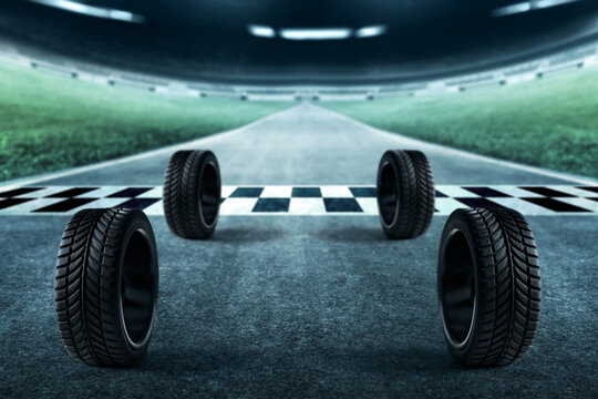 Car tires on race track
