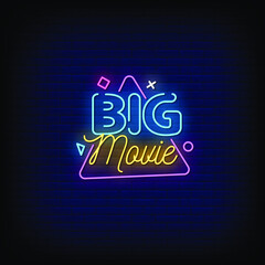 Big Movie Neon Signs Style Text Vector