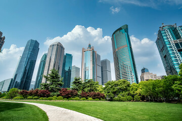 Fototapeta na wymiar Architectural landscape of Lujiazui Financial District, Shanghai..