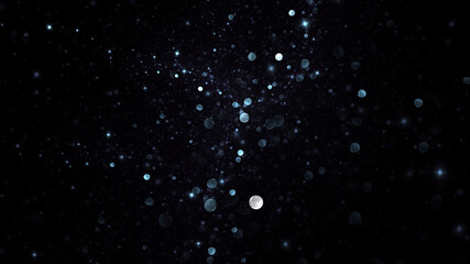 Colorful shiny blue particles. Abstract holiday background. Fantastic light effect. Digital fractal art. 3d rendering.