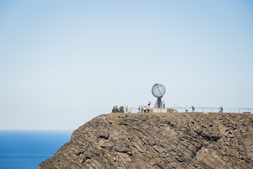 Nordkapp, Norway - 27/07/2020: North Cape in sunny summer day in northern Norway