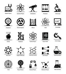 
Quantum Physics solid Icons Pack 
