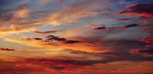 sunset sky as background, colorful and beautiful sunlight and clouds